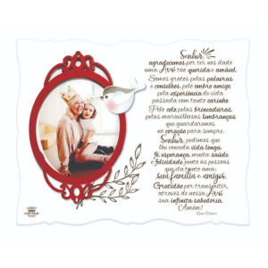 PORTA-RETRATO COM MOLDURA E APLIQUE ORAÇÃO DA AVÓ 21X26