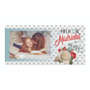 PORTA-RETRATO COM ELÁSTICO MELHOR MADRINHA DO MUNDO...14,5X29