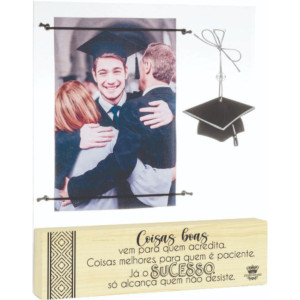 PORTA-RETRATO MADEIRINHA COISAS BOAS VEM PARA QUEM ACREDITA...22X18,5X3