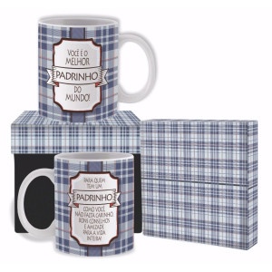 CANECA CERÂMICA PADRINHO XADREZ
