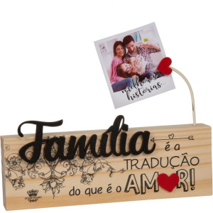 MADEIRINHA CRU PORTA RECADO FAMÍLIA É A TRADUÇÃO...15X22X3