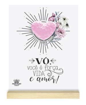 ENFEITE DE MESA COM APLIQUE CORAÇÃO VÓ VOCÊ É...BRISA 15X11