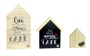 KIT COM 3 PLACAS DE MESA LAR É UMA CASA 20X11