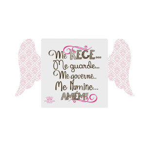 PLACA DE MESA COM ASAS ME REGE ROSA 10X18