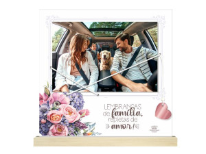 PORTA-RETRATO COM ELÁSTICO LEMBRANÇAS DE FAMÍLIA...BORBOLETA 19,5X20X3