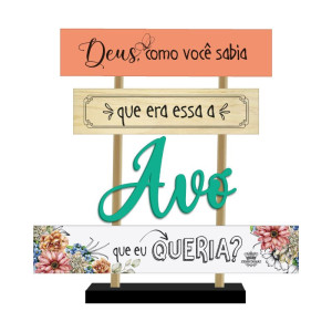 ENFEITE DE MESA COM PLAQUINHA COM APLIQUE AVÓ...CELEBRAÇÃO 21X20