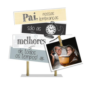 ENFEITE DE MESA COM PLAQUINHAS E FOTO PAI NOSSAS LEMBRANÇAS ... 22X20