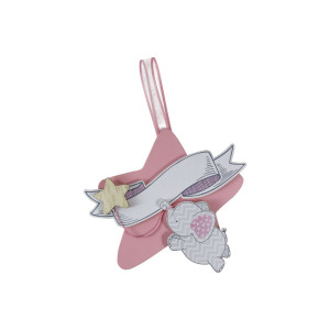 MÓBILE DE PAREDE PARA NOME ELEFANTE ROSA 17X18