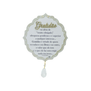 MÓBILE DE PAREDE COM APLIQUE GRATIDÃO 22X20