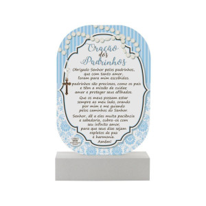 MADEIRINHA ORAÇÃO DOS PADRINHOS AZUL 20X12