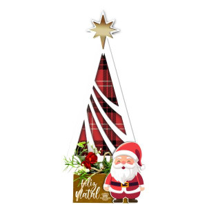 ENFEITE DE MESA COM APLIQUE FELIZ NATAL...PAPAI NOEL 27X12X3