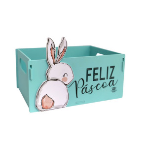 CAIXA NINHO COM APLIQUE FELIZ PÁSCOA 14X21X15