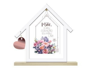 ENFEITE DE MESA CASINHA VAZADA MÃE O SEU CORAÇÃO...BORBOLETA 19,5X20X3