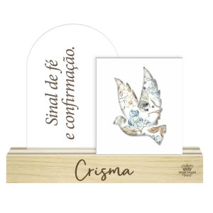 MADEIRINHA DE MESA SINAL DE FÉ, CRISMA 13X16