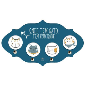 PORTA-CHAVES ONDE TEM GATO... PET CORAÇÃO 1 13X24