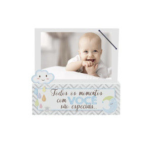 PORTA-RETRATO MADEIRINHA BEBÊ AZUL 17,5X18