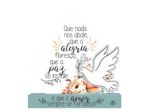 ENFEITE DE MESA COM APLIQUE QUE NADA NOS ABALE...BENÇÃO 19X18X3,5