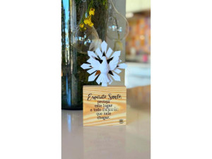 ENFEITE DE MESA COM APLIQUE ESPIRITO SANTO 21,5X11