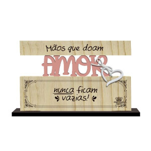 ENFEITE DE MESA COM APLIQUE AMOR...FLORESCER 11X18