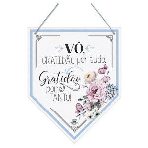 MÓBILE DE PAREDE FLÂMULA VÓ GRATIDÃO POR TUDO...BRISA 25X20