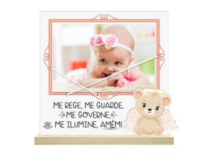 PORTA-RETRATO COM ELÁSTICO ME REGE, ME GUARDE...ROSA 19,5X20X3