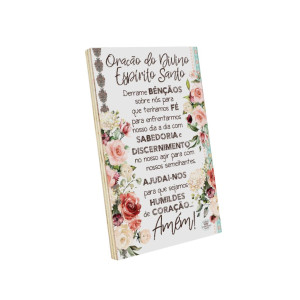 PLACA DE MESA DECOUPADA ORAÇÃO DO DIVINO 23X15
