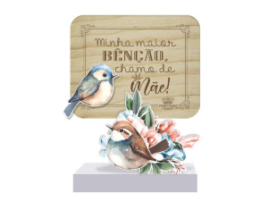 MADEIRINHA RECADO COM APLIQUE MINHA MAIOR BENÇÃO...MÃE PÁSSARO 14X11,5