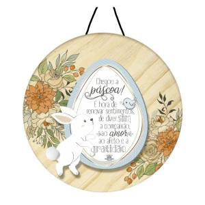 QUADRO COM APLIQUE CHEGOU A PÁSCOA 21,5X21,5