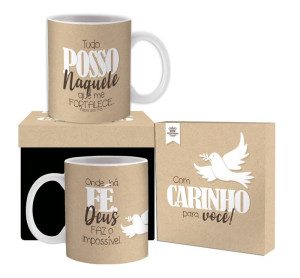 CANECA CERÂMICA TUDO POSSO NAQUELE QUE ME FORTALECE