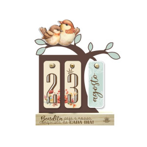 CALENDÁRIO PERMANENTE GALHO BENDITA SEJA A NOSSA...PASSARINHO 23,5X20