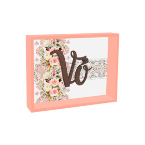 QUADRO COM APLIQUE VÓ...FLORAL 15X19X4,5