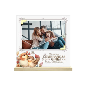 PORTA-RETRATO COM ELÁSTICO NOSSAS LEMBRANÇAS...PASSARINHO 19,5X20X3