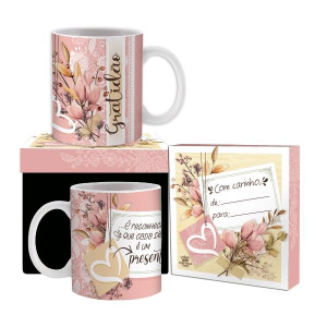 CANECA CERÂMICA GRATIDÃO É RECONHECER...FLORESCER