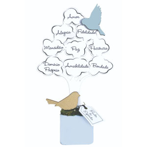 ENFEITE ÁRVORE COM BALDINHO FRUTOS DO ESPÍRITO G...PASSARINHO 25X14,5