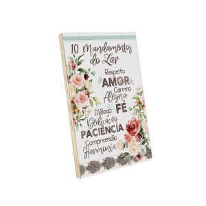 PLACA DE MESA DECOUPADA 10 MANDAMENTOS DO LAR 23X15