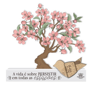 ENFEITE DE MESA COM APLIQUE A VIDA É SOBRE...CEREJEIRA 15,5X16,X4,5