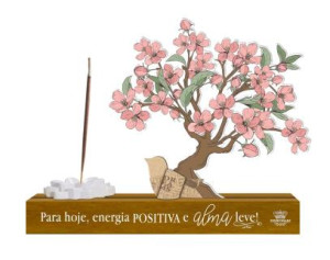ENFEITE DE MESA COM APLIQUE E PORTA INCENSO PARA HOJE...CEREJEIRA 15X20X4,5