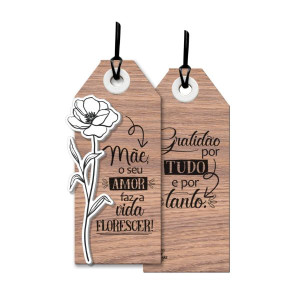 TAG COM APLIQUE MÃE O SEU AMOR...MEMÓRIA 18X7,5