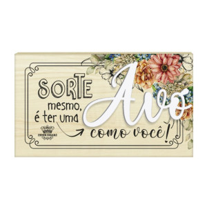 PLACA DE MESA CRU COM APLIQUE AVÓ...CELEBRAÇÃO 8X14