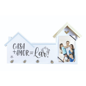 PORTA-CHAVE CASINHA CASA + AMOR = LAR 17,5X33