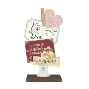 ENFEITE DE MESA RECORTADO VÓ É PRESENTE DE DEUS...19X10