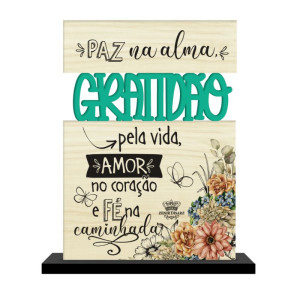 ENFEITE DE MESA COM APLIQUE GRATIDÃO...CELEBRAÇÃO 14X12