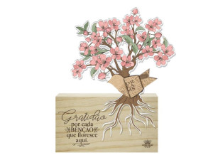 PLACA DE MESA GRATIDÃO POR CADA BENÇÃO...CEREJEIRA 20X17