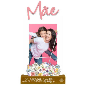 PORTA-RETRATO COM ELÁSTICO MÃE SEU CORAÇÃO É JARDIM...BORBOLETA 30X16X4,5