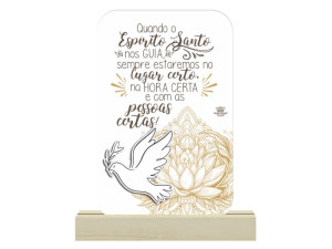 ENFEITE DE MESA COM APLIQUE QUANDO O ESPÍRITO SANTO 25X20X3,5