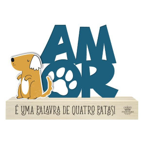 MADEIRINHA DE MESA AMOR... CACHORRO... PET CORAÇÃO 1 11,5X16X4,5