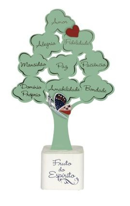 ENFEITE ÁRVORE COM BALDINHO FRUTOS DO ESPÍRITO VERDE G 25X14,5