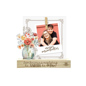 ENFEITE DE MESA COM APLIQUE E PORTA RECADO LEMBRANÇAS...MÃE PASSARINHO 15X16X3