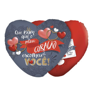 ALMOFADA CORAÇÃO QUE BOM QUE O MEU CORAÇÃO ESCOLHEU O SEU 29X25