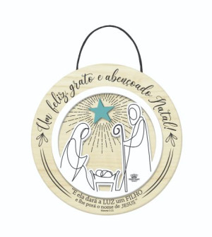 QUADRO COM APLIQUE UM FELIZ, GRATO E ABENÇOADO NATAL 20X20